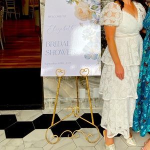 New York and Company white floral bridal dress size medium